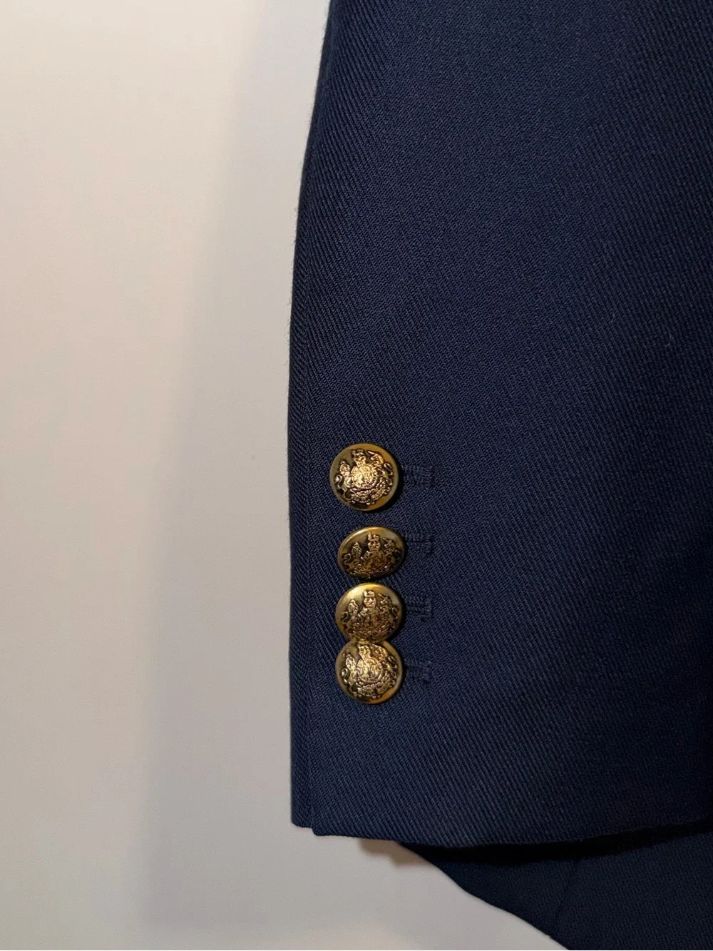 Banana Republic Navy Gold Wool Blend Captains Blazer Coastal Nautical Preppy 4 T - Picture 4 of 9
